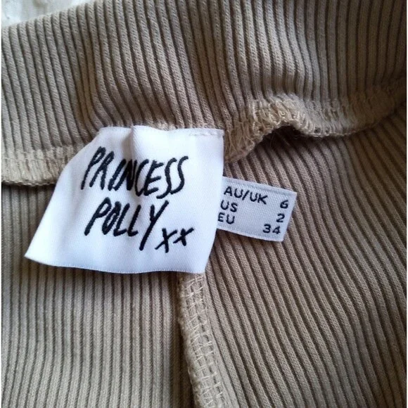 Princess Polly Women's Rita Roberts Knit Flare Pant Bootcut Ribbed Tan Size XS 2 - Picture 4 of 7